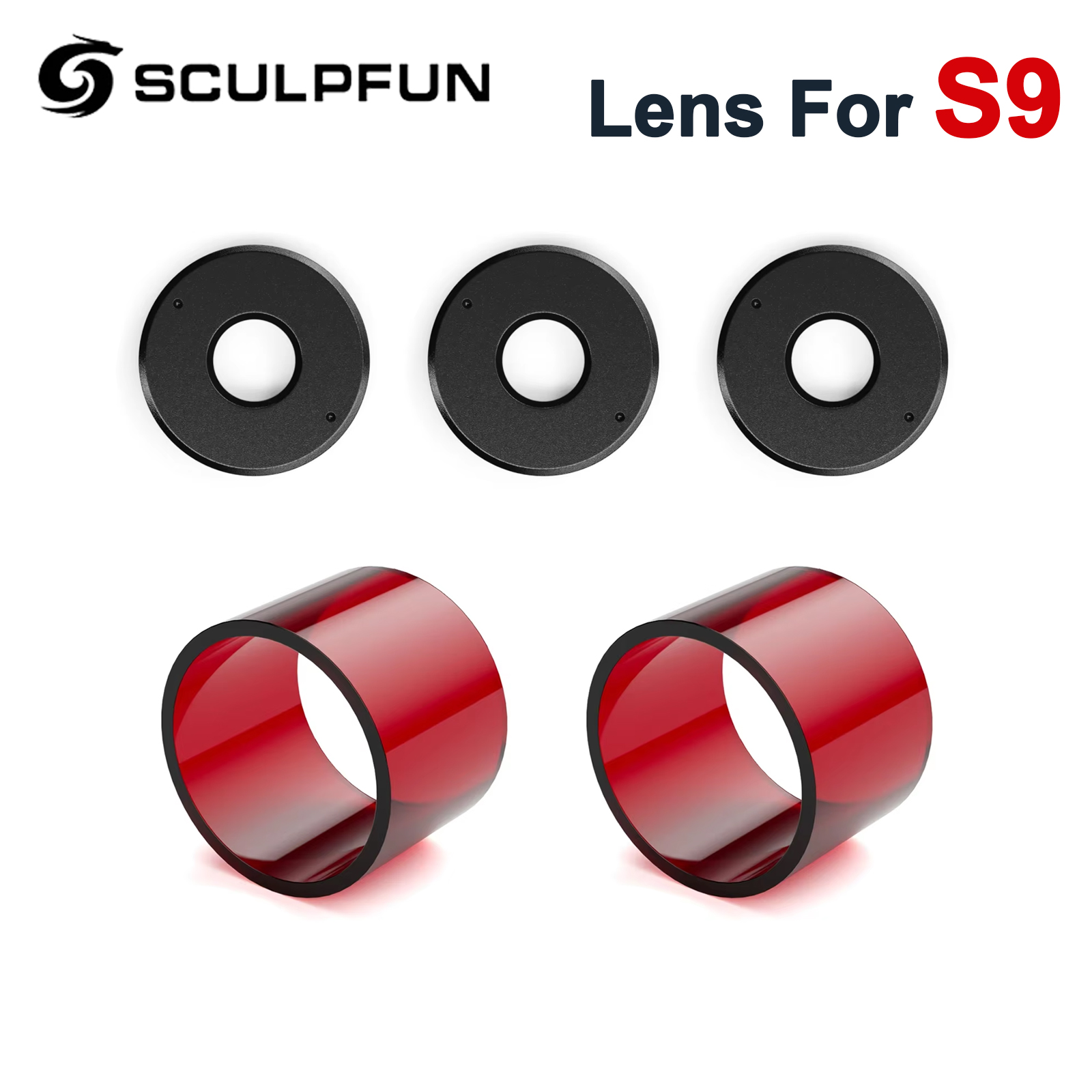 Laser Focus Lens - SCULPFUN S9 Fokuslinse, 3 Stück, Dichtungsringe
