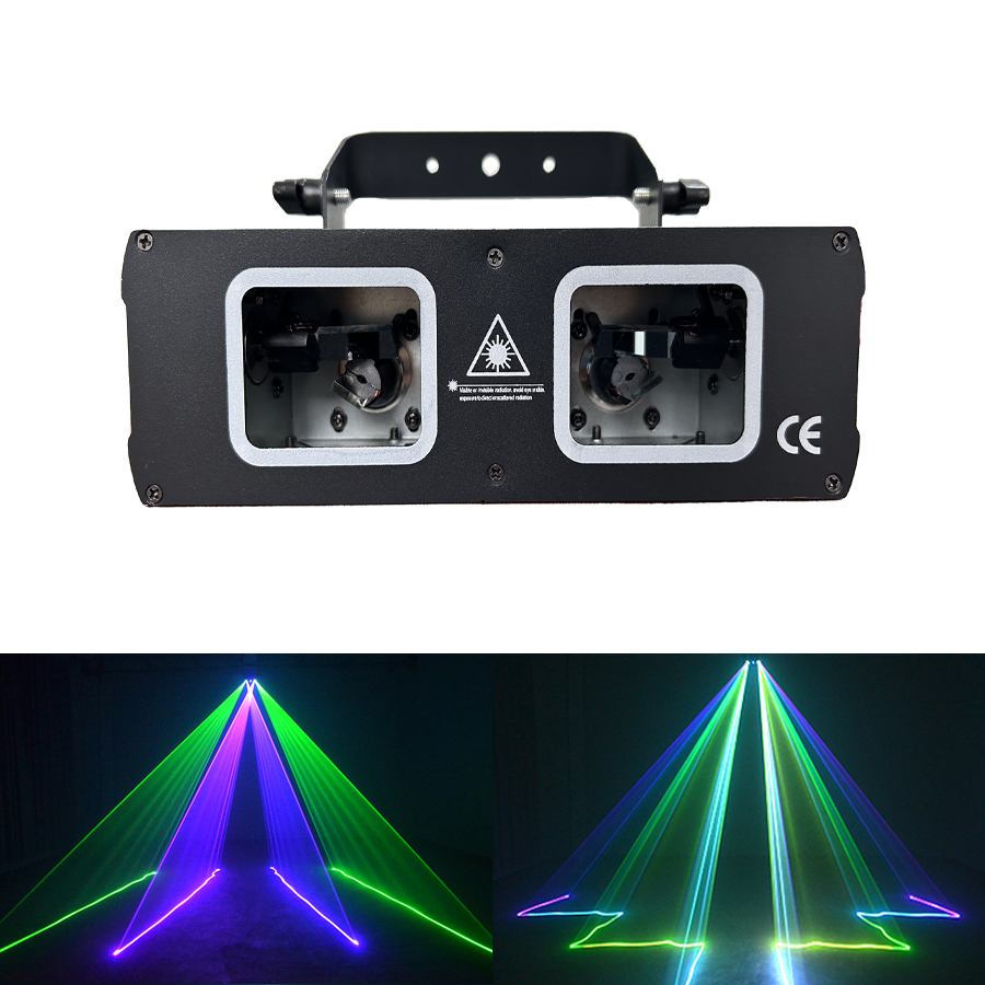 Laser Focus Lens - Disco-Laserlicht mit Doppellinse RGB-Strahl-Linien-Scanner Projektor Laserlampe